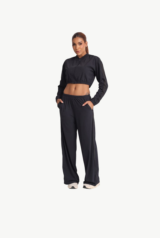 Aerolook Wide-Leg Set in Black - Full Front View
