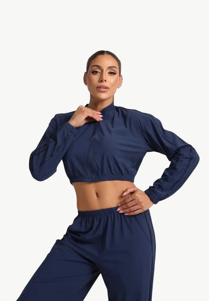 Aerolook Wide-Leg Set in Navy - Front Detail View
