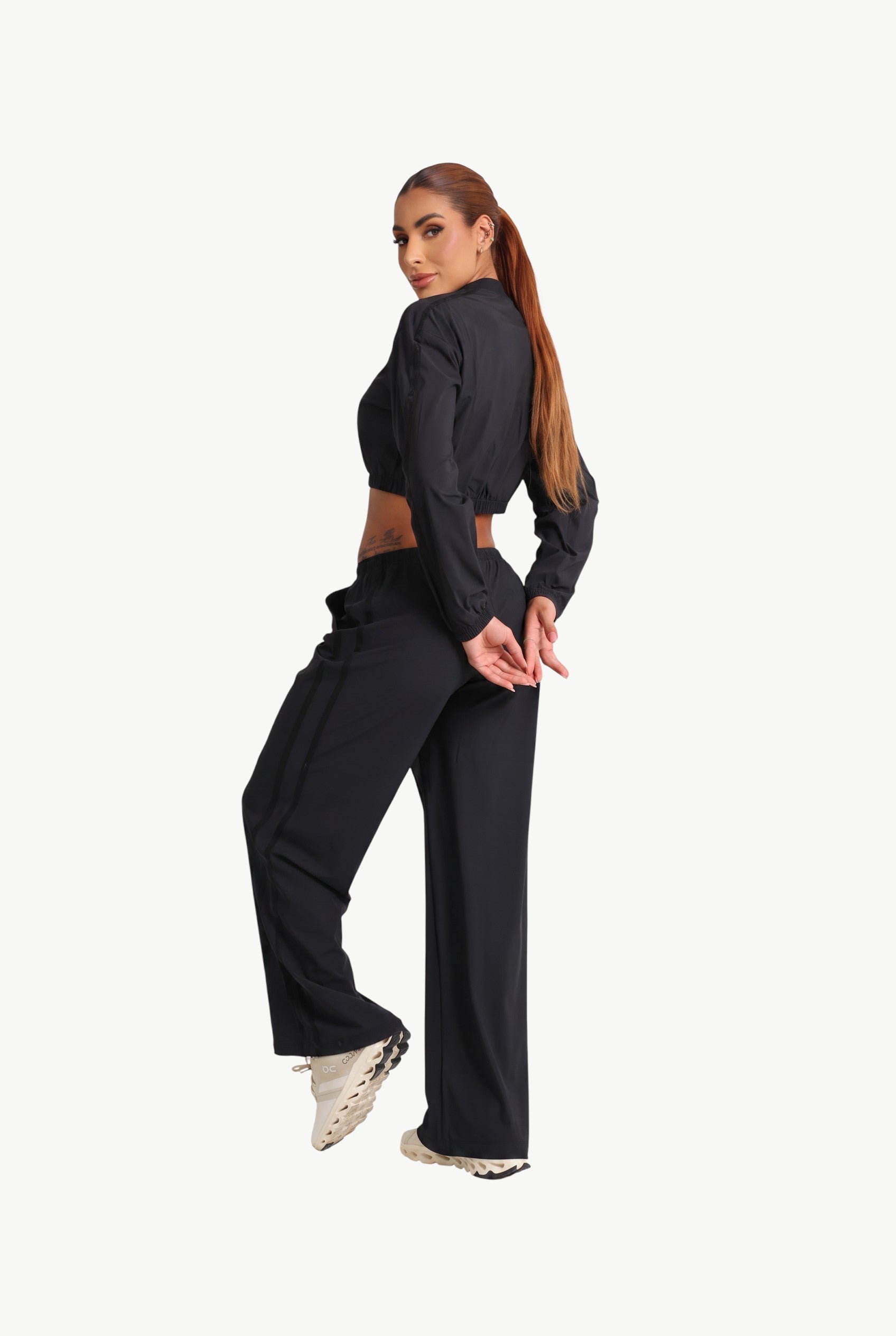 Aerolook Wide-Leg Set in Black - Side or Back View