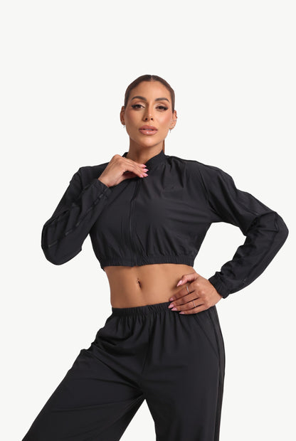 Aerolook Wide-Leg Set in Black - Front Detail View