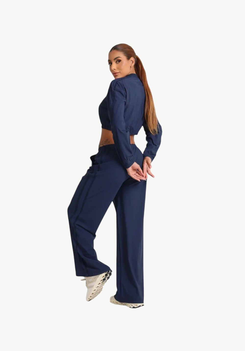 Aerolook Wide-Leg Set in Navy - Full Back View